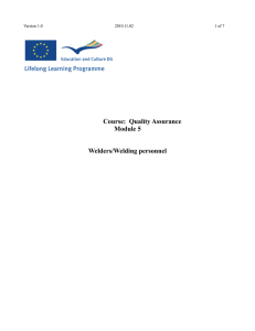 Course: Quality Assurance Module 5 Welders/Welding personnel