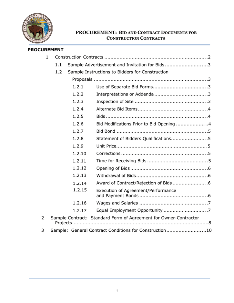 procurement: bid and contract documents for