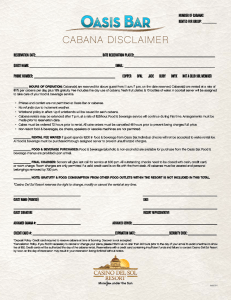 CABANA DISCLAIMER