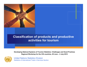 Classification of products and productive activities for tourism