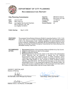 Staff Recommendation Report and Revised Ordinance