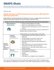 Eligible Activities for ESG Rapid Re-Housing and