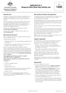 Short Stay Activity - Department of Immigration and Border Protection