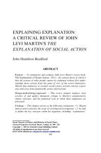Explaining explanation: A critical review of john levi martin`s <italic