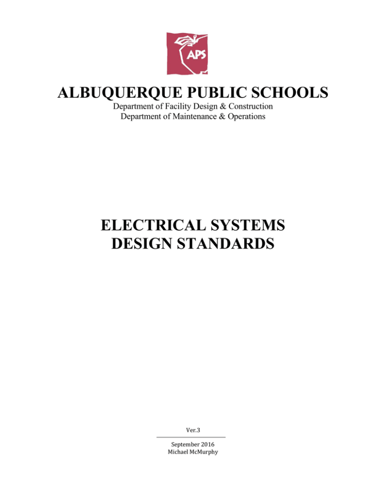 Electrical Design Standards Albuquerque Public Schools