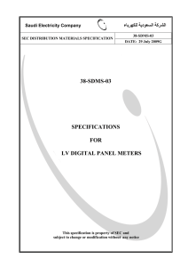 38-SDMS-03 SPECIFICATIONS FOR LV DIGITAL PANEL METERS