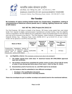 Re-invitation of notice inviting limited tender for