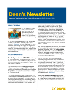 Dean`s Newsletter - College of Letters and Science