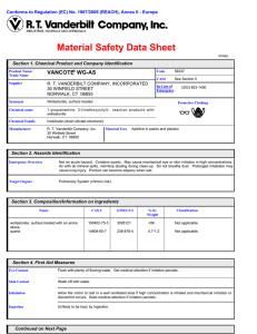 Material Safety Data Sheet - RT Vanderbilt Holding Company, Inc.