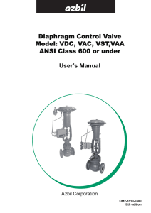 Diaphragm Control Valve Model: VDC, VAC, VST,VAA ANSI Class