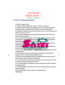 ELECTRICIAN MODEL PAPER