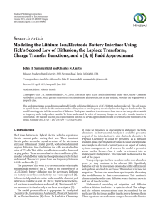 Modeling the Lithium Ion/Electrode Battery Interface Using Fick`s