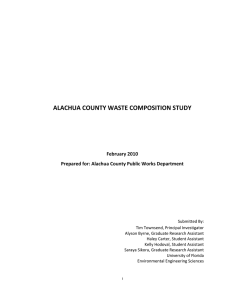 ALACHUA COUNTY WASTE COMPOSITION STUDY