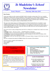 Newsletter Term 2 Week 8 - St Madeleine`s Primary School