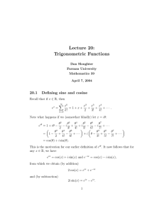 Lecture 20: Trigonometric Functions