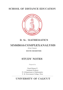 Complex Analysis - University of Calicut