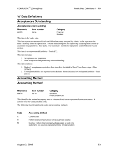 `A` Data Definitions Acceptances Outstanding Accounting Method