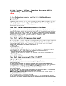 33120A Function / Arbitrary Waveform Generator, 15 MHz