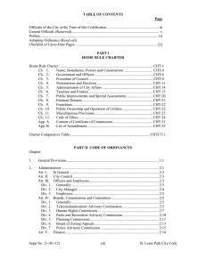 City Code Table of Contents