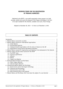 reserved terms for the registration of frogans addresses table of