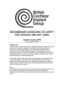RECOMMENDED GUIDELINES ON SAFETY FOR COCHLEAR