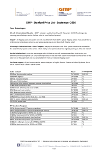 GMP - Stanford Price List