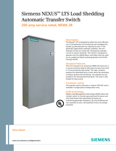 Siemens NEXUS™ LTS Load Shedding Automatic Transfer Switch