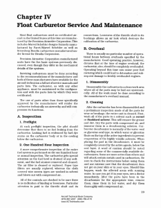 Chapter IV Float Carburetor Service And Maintenance