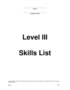 Level III Skills List - California Automotive Teachers