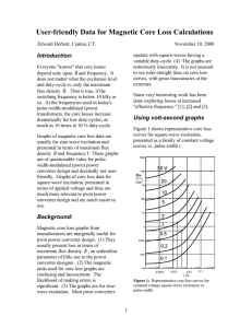 User-friendly Data for Magnetic Core Loss Calculations