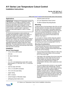 A11 Series Low Temperature Cutout Control