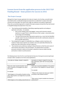 Lessons learnt from the application process in the 2015 TLIF