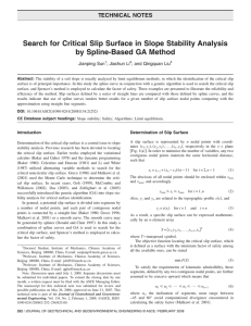 Search for Critical Slip Surface in Slope Stability Analysis by Spline