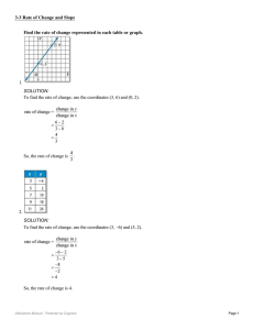 Find the rate of change represented in each table or graph. 1