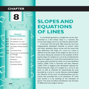 Chapter 8 Slopes and Equations of Lines