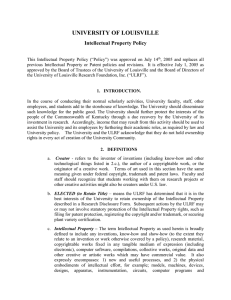 UNIVERSITY OF LOUISVILLE Intellectual Property Policy