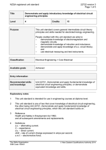 NZQA registered unit standard 22722 version 3 Page 1 of 5 Title