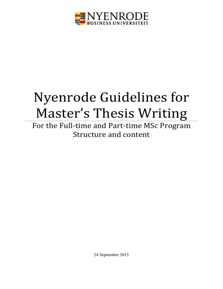 nyenrode guidelines for thesis writing