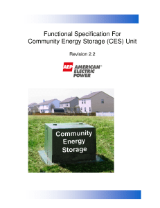 Functional Specification For Community Energy Storage (CES) Unit