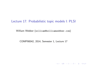 Lecture 17: Probabilistic topic models I: PLSI