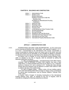 Chapter IV: Buildings and Construction