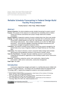 Reliable Schedule Forecasting in Federal Design