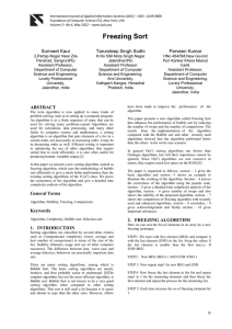 Freezing Sort - International Journal of Applied Information Systems