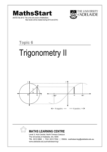 Trigonometry II - The University of Adelaide