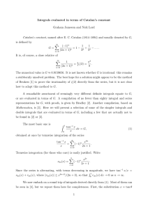 Integrals evaluated in terms of Catalan`s constant