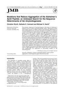 Mutations that Reduce Aggregation of the Alzheimer`s Ab42 Peptide