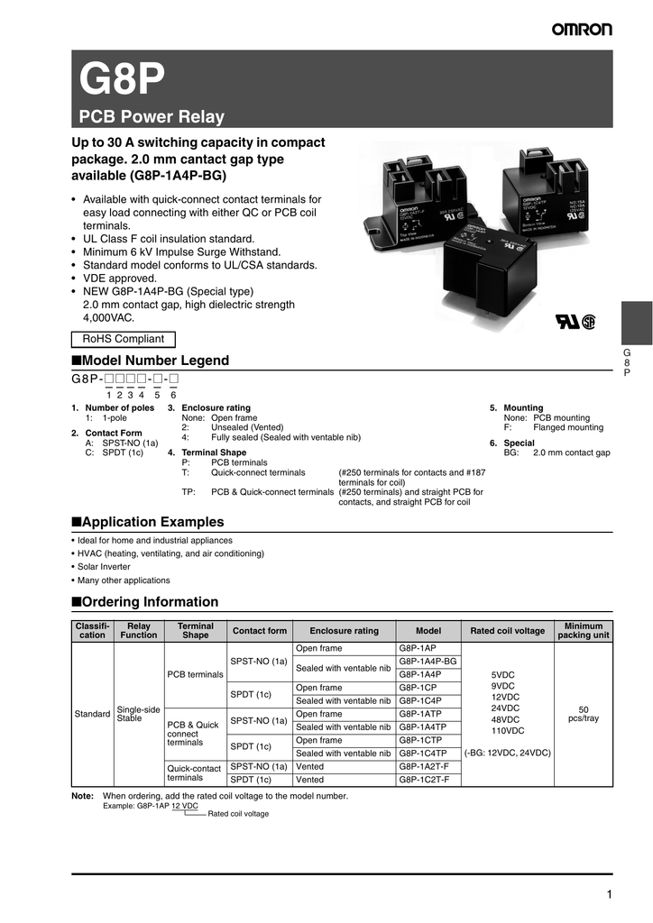 G5g 1a 12vdc реле omron схема