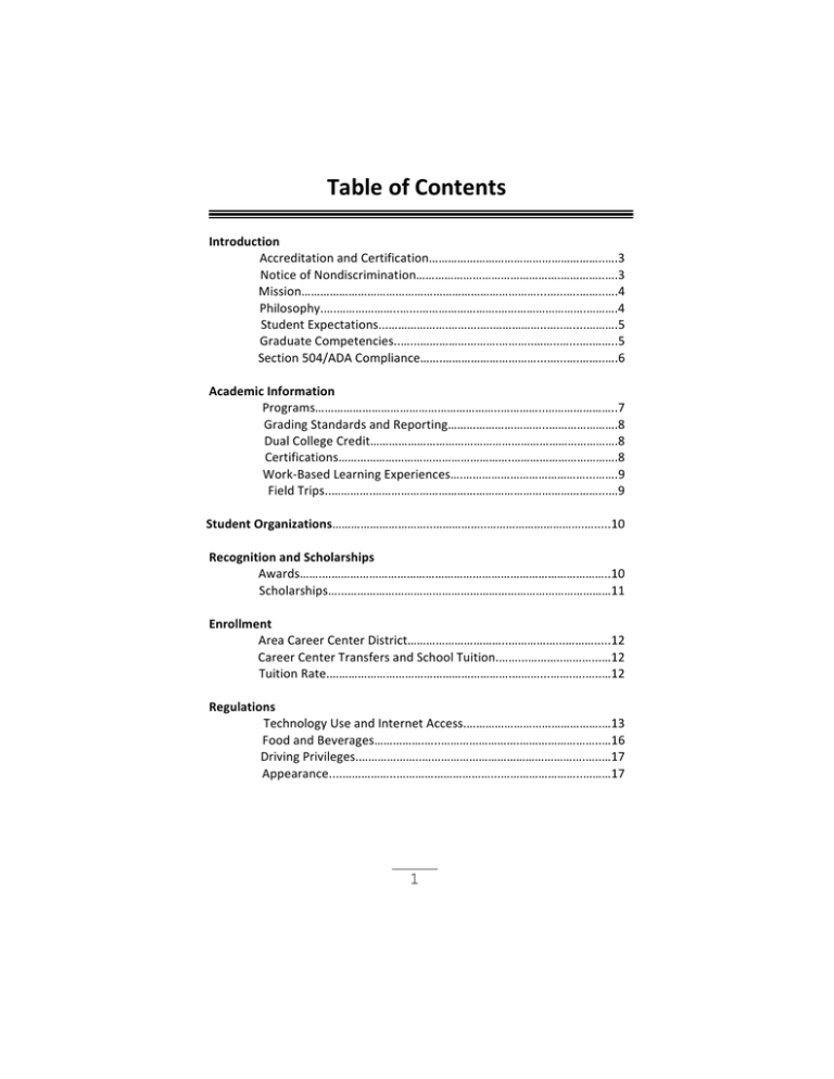 Table of Contents - Hinds Career Center