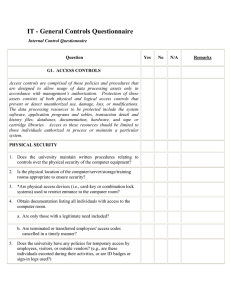 IT - General Controls Questionnaire