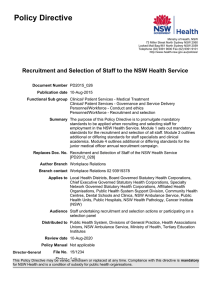 Recruitment and Selection of Staff to the NSW Health Service